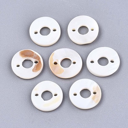Freshwater Shell Links Connectors, Flat Round