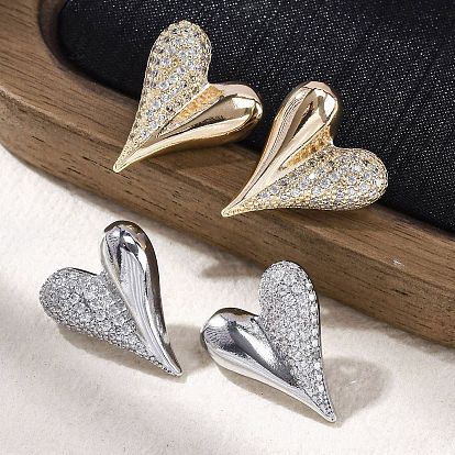 Серьги-гвоздики из циркония, сердце