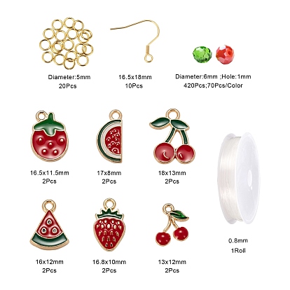 DIY Jewelry Making Kits, Including 6 Colors Glass Beads, 6 Style Alloy Enamel Pendants, 304 Stainless Steel Earrings Hooks & Jump Rings, Elastic Crystal Thread