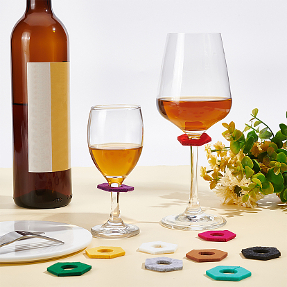 BENECREAT 60Pcs 12 Colors Felt Wine Glass Charms, Hexagon