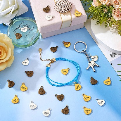 45 Pieces Love Mom Heart Charms Pendant Antique Alloy Heart Charm Mother 's Day Pendant for Jewelry Necklace Earring Gift Making Crafts