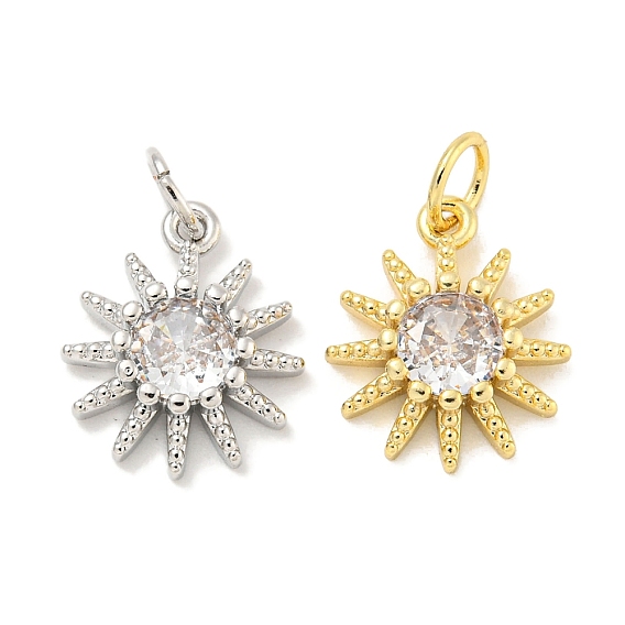 Покрытие стойки латунь микропаве прозрачные подвески из кубического циркония, долговечный, с прыжковых колец, без свинца и без кадмия, солнце