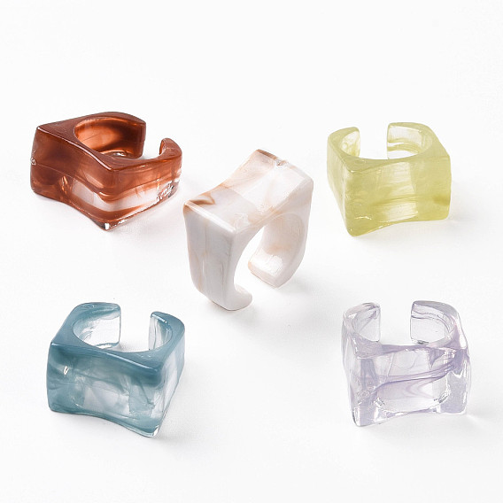 Acrylic Curved Rectangle Open Cuff Ring for Women