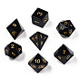 Metal Enlaced Natural & Synthetic Gemstone Polyhedral Dice Set, RPG Game Crystal Stone Dice