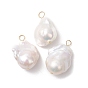 Подвески из натурального барочного жемчуга кеши, Подвески в виде самородков с петлями из нержавеющей стали., белые