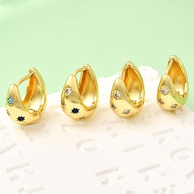 Латунь микро проложить кубического циркония серьги мотаться, стойки покрытие, без свинца и без кадмия, долговечный, реальный 18 k позолоченный