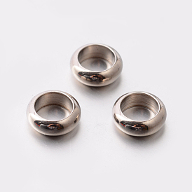 Flat Round 201 Stainless Steel Spacer Beads, 8x3mm, Hole: 5.5mm