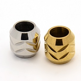 201 Stainless Steel Beads, Large Hole Column Beads Ion Plating (IP), 10x10mm, Hole: 6mm