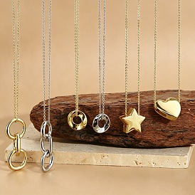 Brass Twisted Ring Pendant Necklaces