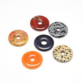 Donut / pi disco de piedras preciosas grandes colgantes