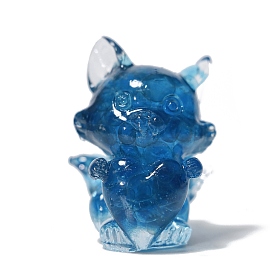 Resin Nine-tailed Fox Display Decoration, with Lampwork Chips inside Statues for Home Office Decorations