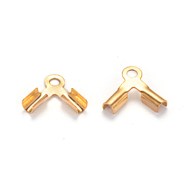 Ion Plating(IP) 304 Stainless Steel Folding Crimp Ends, Fold Over Crimp Cord Ends, 8x9.5x2mm, Hole: 1mm