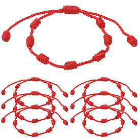 12шт. 7 браслеты на удачу с узлом, регулируемые нейлоновые плетеные браслеты из бусин миланского шнура, браслеты с красной нитью