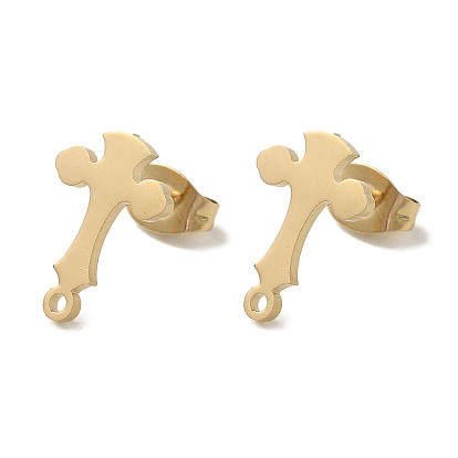Ion Plating(IP) 304 Stainless Steel Stud Earring Findings, Cross