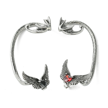 316 boucles d'oreilles manchette en acier inoxydable chirurgical, avec la glace, coeur avec l'aile