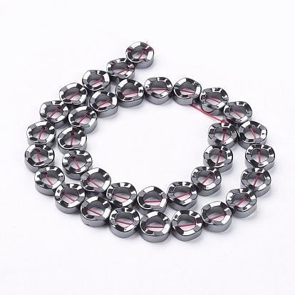 Non-magnetic Synthetic Hematite Beads Strands, Grade A, Twist Donut, 12x4mm, Hole: 1mm