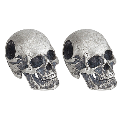 2 шт. 925 бусины-черепы из стерлингового серебра, Хэллоуин бисера