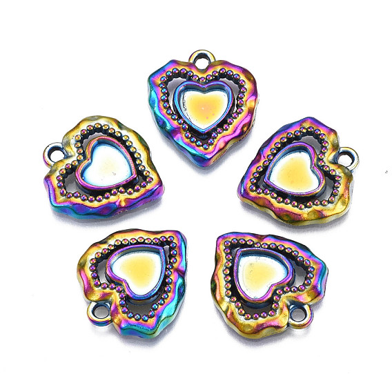 Подвески из сплава цвета радуги, эмаль настройки, без кадмия, без никеля и без свинца, сердце