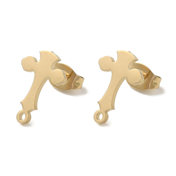 Ion Plating(IP) 304 Stainless Steel Stud Earring Findings, Cross