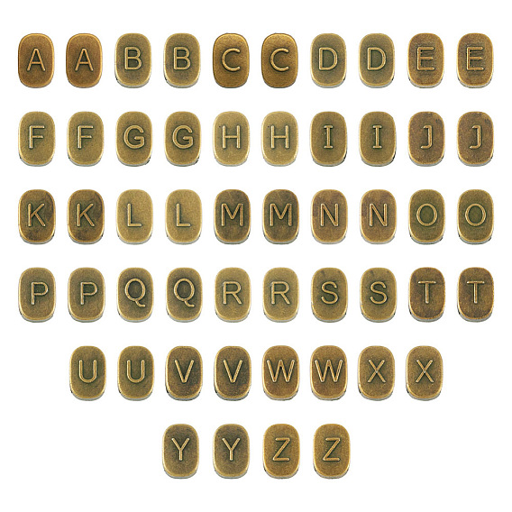 52 шт. 26 стили тибетский стиль сплав слайд-шармы, античная бронза, прямоугольник с буквой