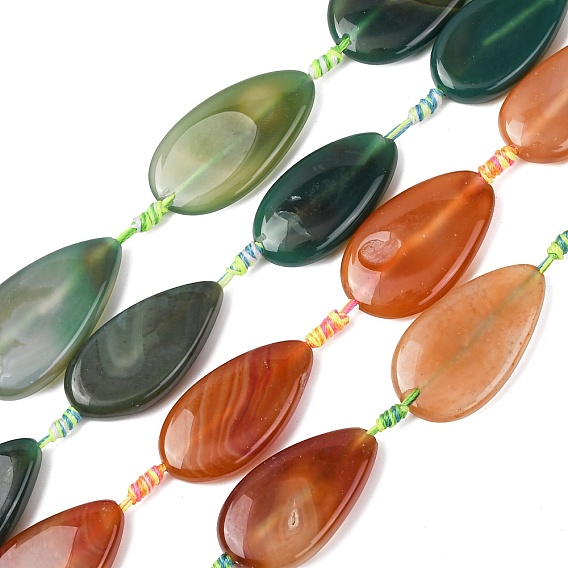 Натуральные полосатые агатовые бусы, окрашенная и подогревом, слеза