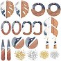 Earring Making Kits, Including Resin & Walnut Wood Pendants, Brass Earring Hooks, Brass Jump Rings, Mixed Shapes