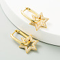 Boho Six-Pointed Star Earrings with Colorful Zirconia Stones - Fashionable and Versatile Jewelry