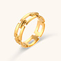 Minimalist Stainless Steel 18K Gold Plated Geometric Chain Ring with Hollow Rectangle Design