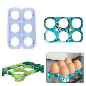 Rectangle 6 Cavities Egg Display Stand Silicone Molds, for UV Resin, Epoxy Resin Craft Making