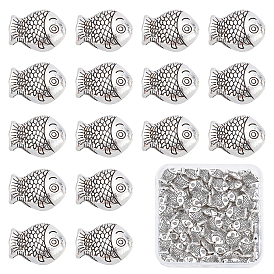 Сплавочные овальные бусины тибетского стиля , без кадмия и без свинца, рыба