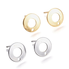 201 Stainless Steel Stud Earring Findings, with 304 Stainless Steel Pins, Ring