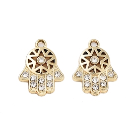 UV Plating Alloy Rhinestone Pendants, Hamsa Hand/Hand of Miriam Charms