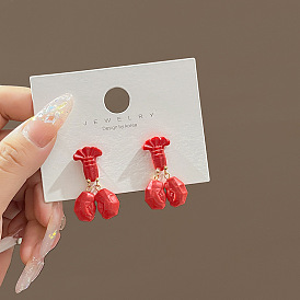 Colorful Cartoon Crab and Lobster Earrings Pendant Set for Women