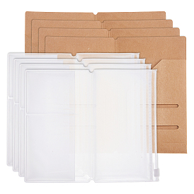 4шт. прямоугольные держатели для карт из крафт-бумаги, Сменные вкладыши для папки в блокноте путешественника, с 4шт. пластиковым пакетом для хранения из ПВХ