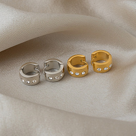 304 женские серьги-кольца со стразами из нержавеющей стали