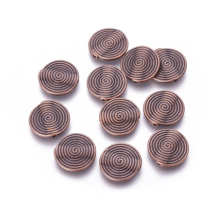 Tibetan Style Alloy Beads, Lead Free & Cadmium Free, Flat Round, 18x3.2mm, Hole: 1.5mm