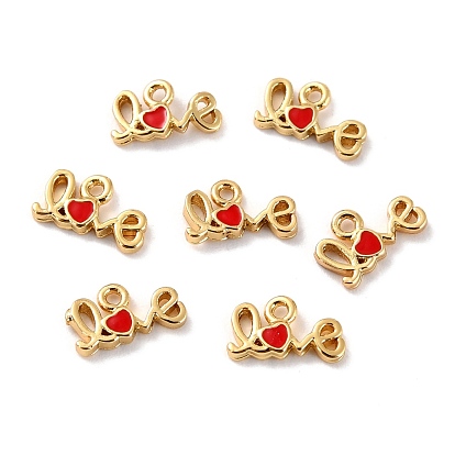 Латунь эмаль подвески, долговечный, без кадмия и без свинца, реальный 18 k позолоченный, Слово любовь