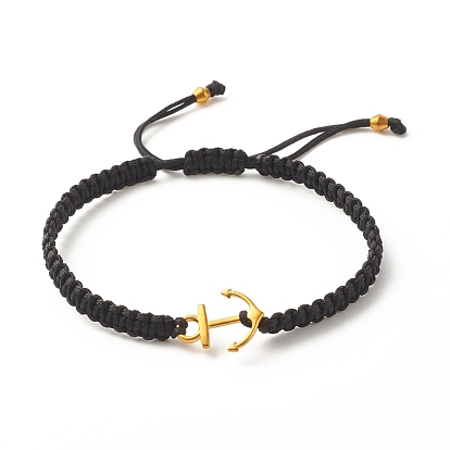 Alloy Anchor Braided Bead Bracelet, Adjustable Friendship Bracelet for Women