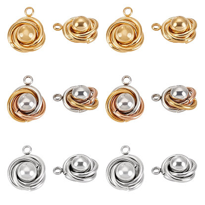 12Stk 3 Farben 304 Edelstahlanhänger pendant, Blume
