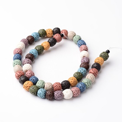 Dyed Round Synthetic Lava Rock Beads Strands