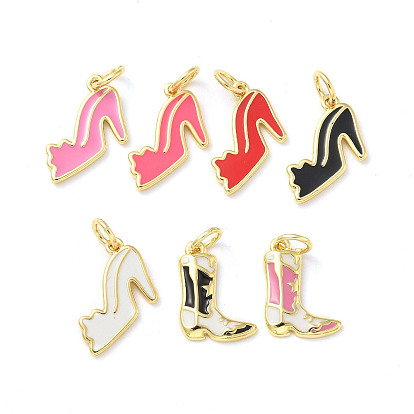 Стойка покрытие латунь эмаль подвески, с целью перехода в кольце, долговечный, без свинца и без кадмия, реальный 18 k позолоченный, очарование туфель на высоком каблуке