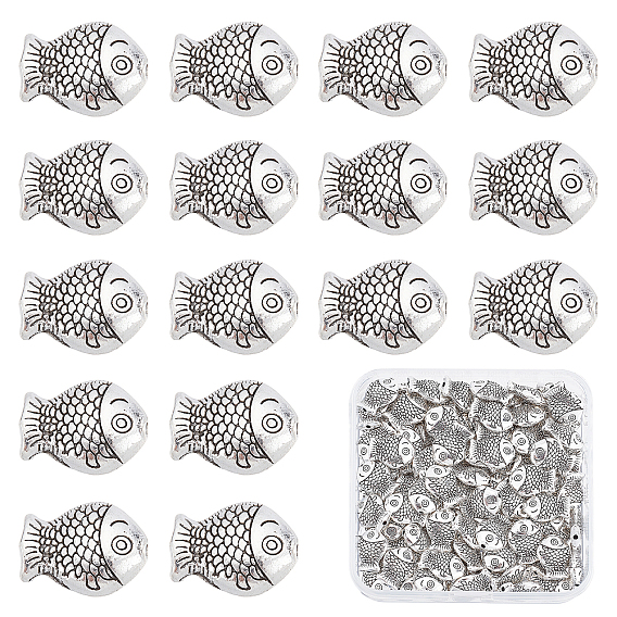 Сплавочные овальные бусины тибетского стиля , без кадмия и без свинца, рыба