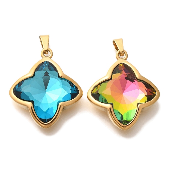 Стеклянные подвески, с 304 фурнитурой из нержавеющей стали, цветок