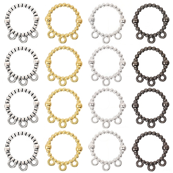 120шт. 4 цвета сплава кольцо люстра компонент звенья, с 3 петель