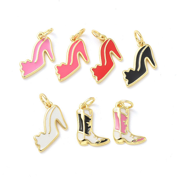 Стойка покрытие латунь эмаль подвески, с целью перехода в кольце, долговечный, без свинца и без кадмия, реальный 18 k позолоченный, очарование туфель на высоком каблуке