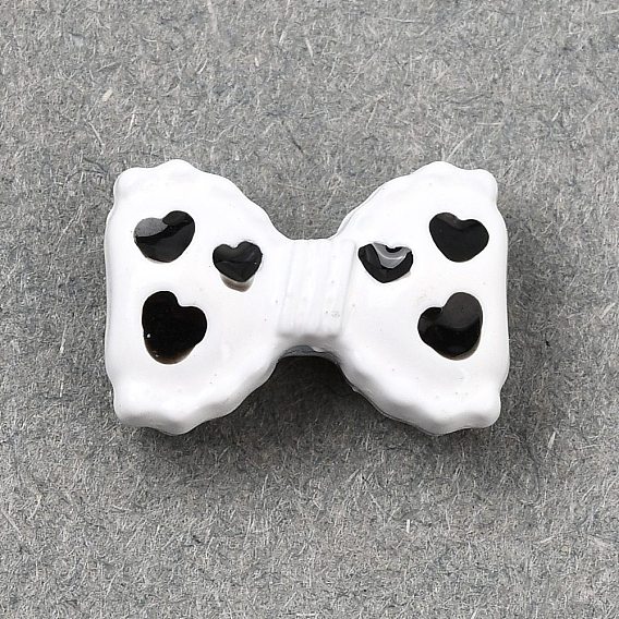 Legierung Emaille-Perlen, Bowknot mit Herzmuster