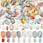 160Pcs 16 Styles Electroplate Transparent Glass Beads, Rectangle, Half Plated, Faceted