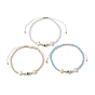 3Pcs Glass Beaded Bracelets, with Pearl Pendants