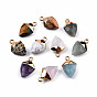 Natural Stone Pendants, with Light Gold Plated Iron Findings, Faceted, Kite Charm