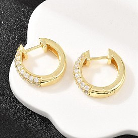 Кольцо латунные серьги-кольца с микропаве из прозрачного кубического циркония